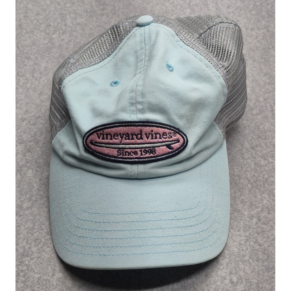 Vineyard Vines Hat Cap Snapback Mens Blue Retro Surf Logo Adjustable Mesh Back‎